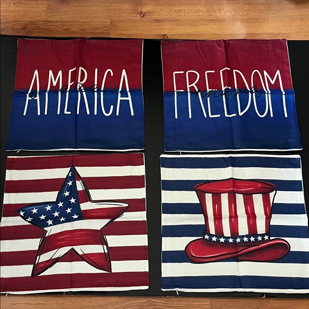 Patriotic Throw pillow covers- Red, Blue, White- 4 covers for $20